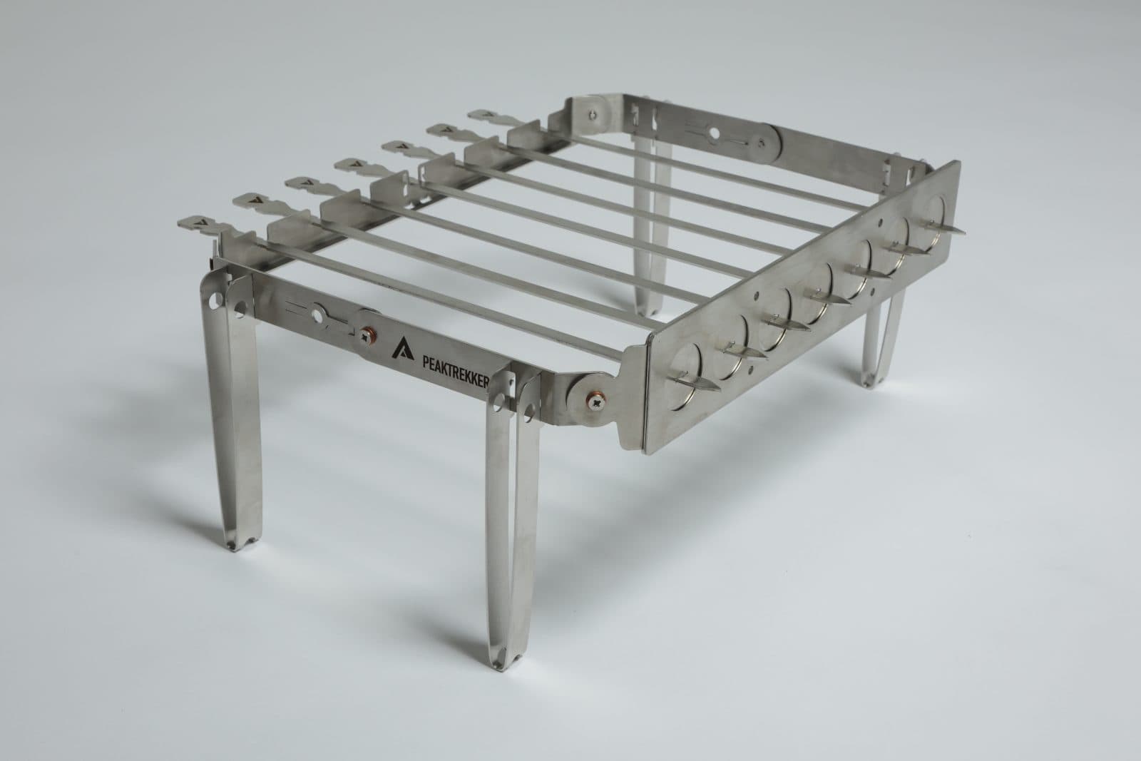 The Flipper Grill assembled with seven skewers